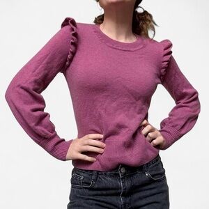 Ainsley pink ruffle wool cashmere sweater